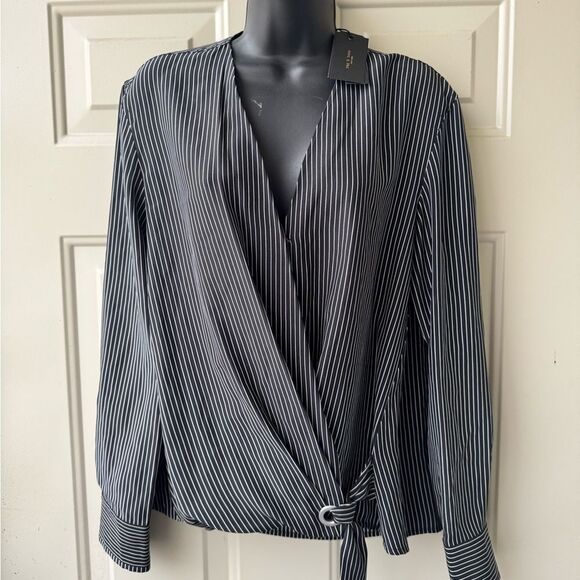 RAG & BONE  BLACK/WHITE STRIPE FELIX POPOVER 100% Silk Size SP - Picture 7 of 16